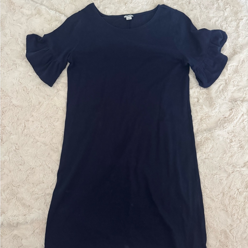 J. Crew Navy Blue Ruffle Sleeve Dress